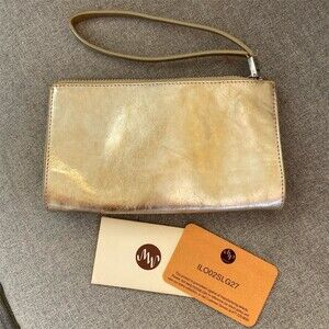 Monsac Original Wristlet Clutch Zip Pouch Metallic Gold/Champagne w/ COA
